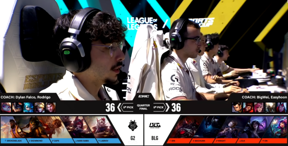 V5轻取BLG，Caps团战一打五四强赛3:2（成都）